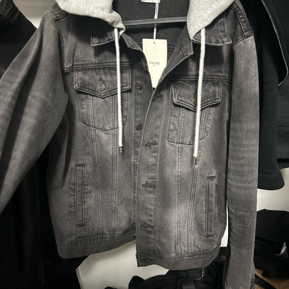 Celine Gray Hooded Denim Jacket